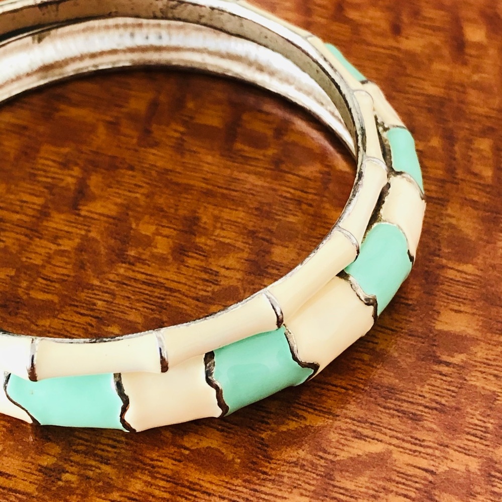 White & Mint Bangle Set - Picture 3 of 3